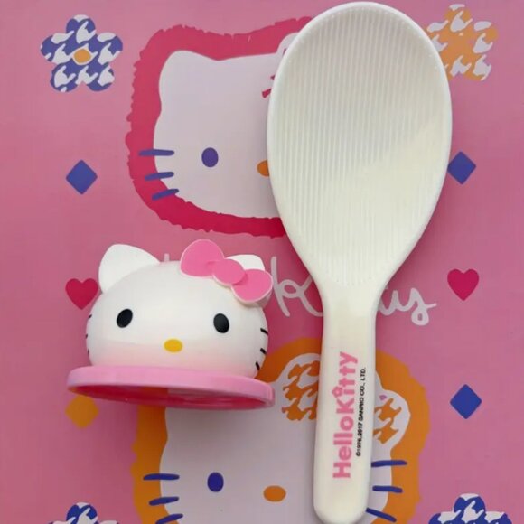 Hello Kitty Rice Spoon with Stand White Pink Sanrio NWT - Picture 3 of 4